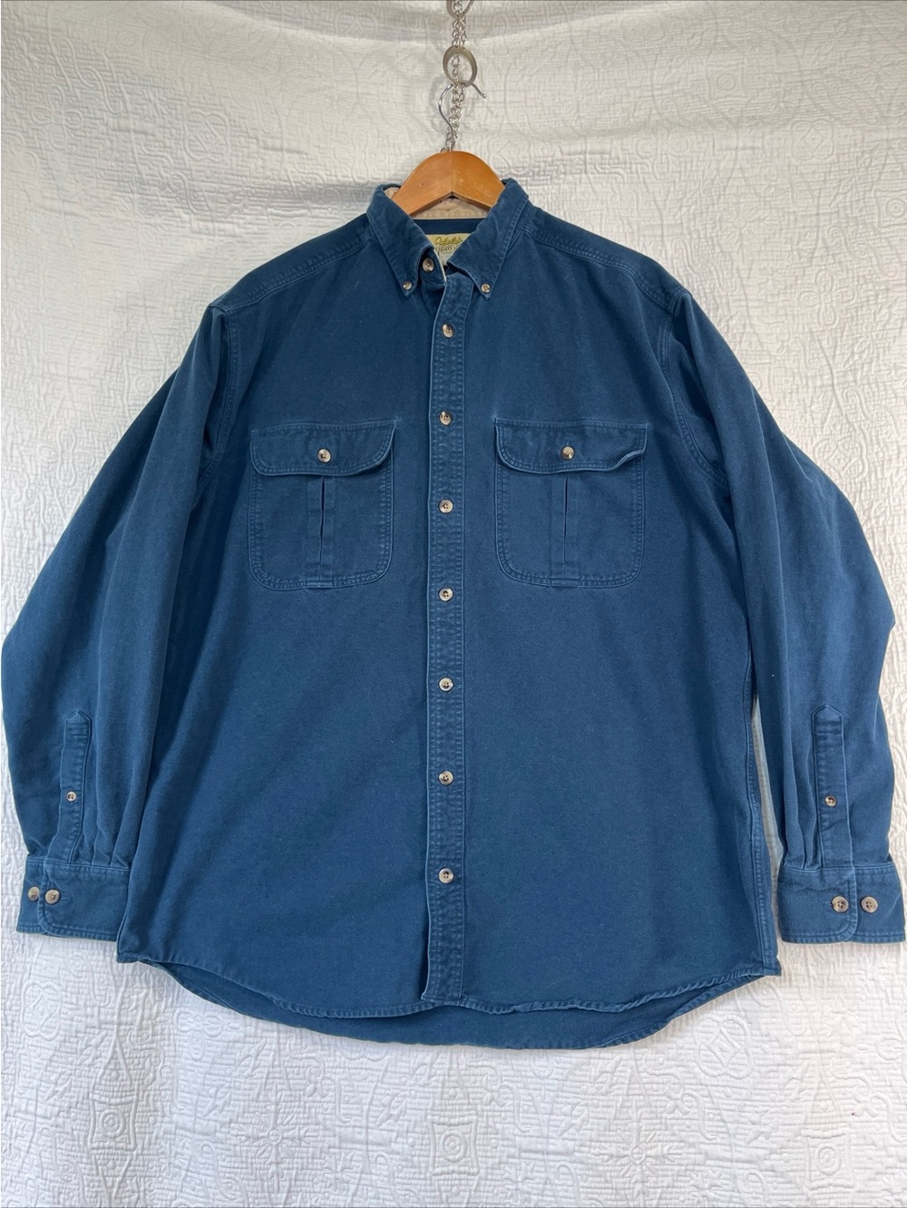 Cabelas Deerskin Soft Chamois Shirt Mens Large Distressed Long Sleeve Button Up